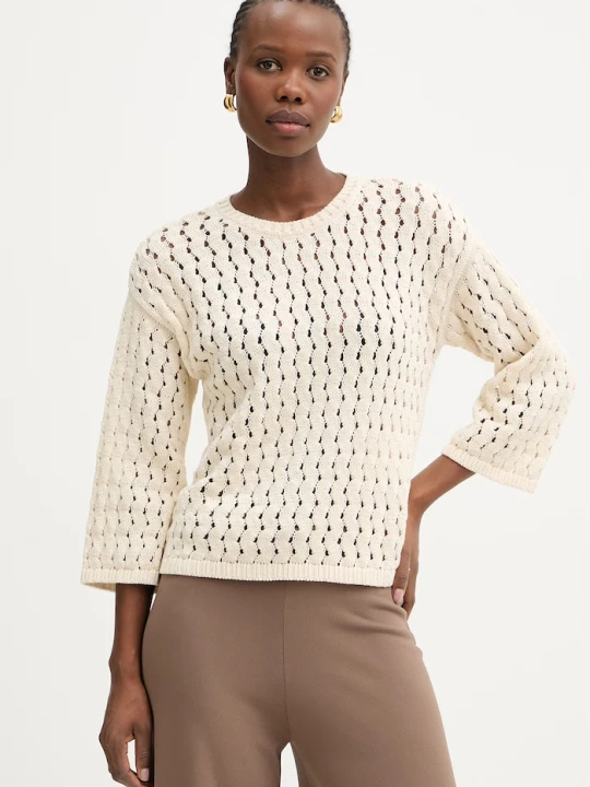 Zdjęcie produktu Marella sweter damski bawełniany MLMFIORIRE beżowy