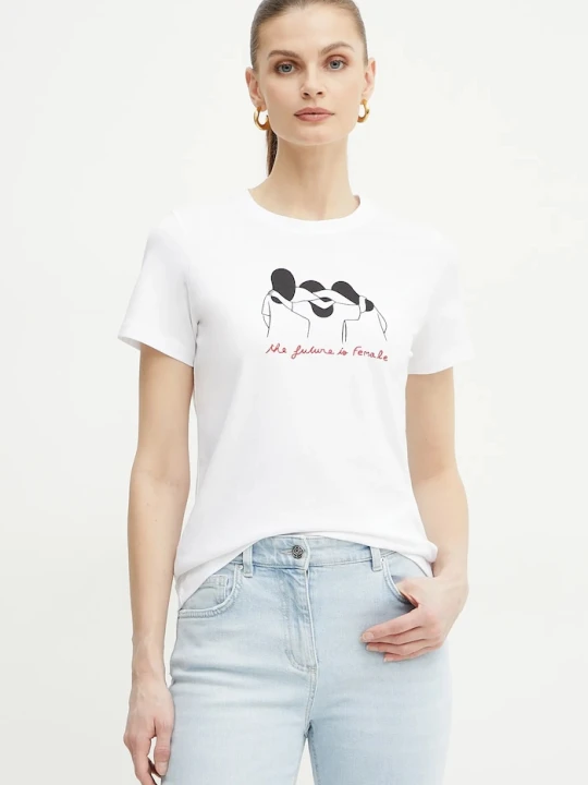 Zdjęcie produktu Marella t-shirt bawełniany CAUCASO biały