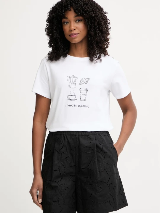 Zdjęcie produktu Marella T-shirt damski bawełniany z elastanem Emme by biały