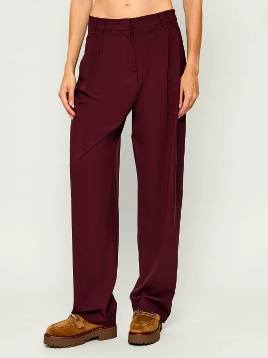Zdjęcie produktu Marella Wełniane spodnie Mllodino | Relaxed fit bordowy