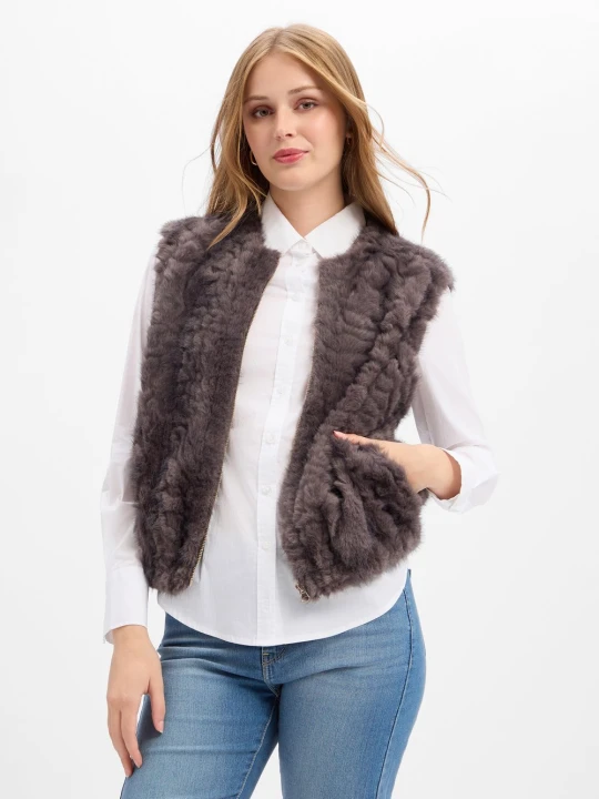 Zdjęcie produktu Marie Lund Damowa kamizelka ze sztucznego futra Kobiety Sztuczne włókno lila