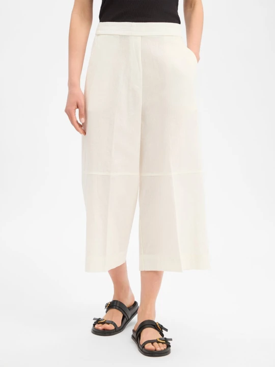 Zdjęcie produktu Marie Lund Spodnie typu culottes z zawartością lnu Kobiety Bawełna biały