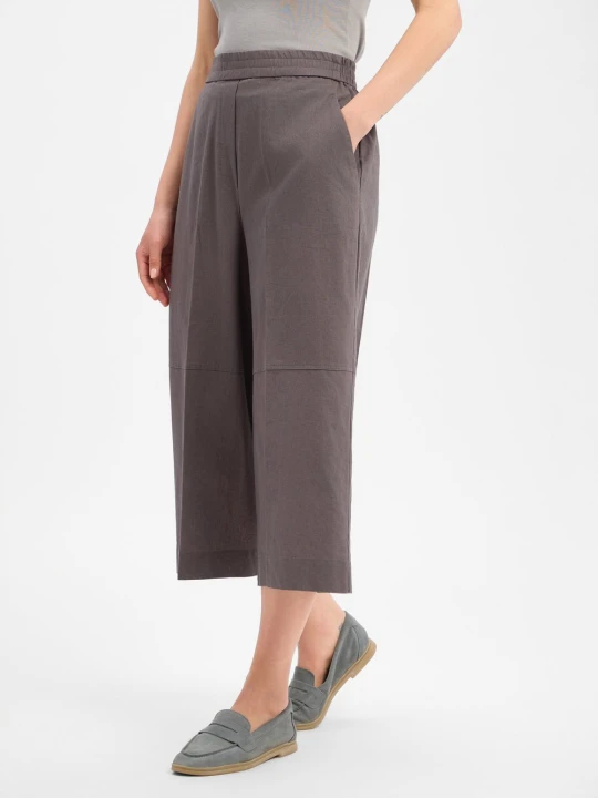 Zdjęcie produktu Marie Lund Spodnie typu culottes z zawartością lnu Kobiety Bawełna brązowy | szary