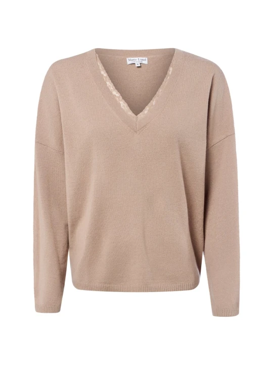 Zdjęcie produktu Marie Lund wełniana bluzka Kobiety Wełna merino beżowy