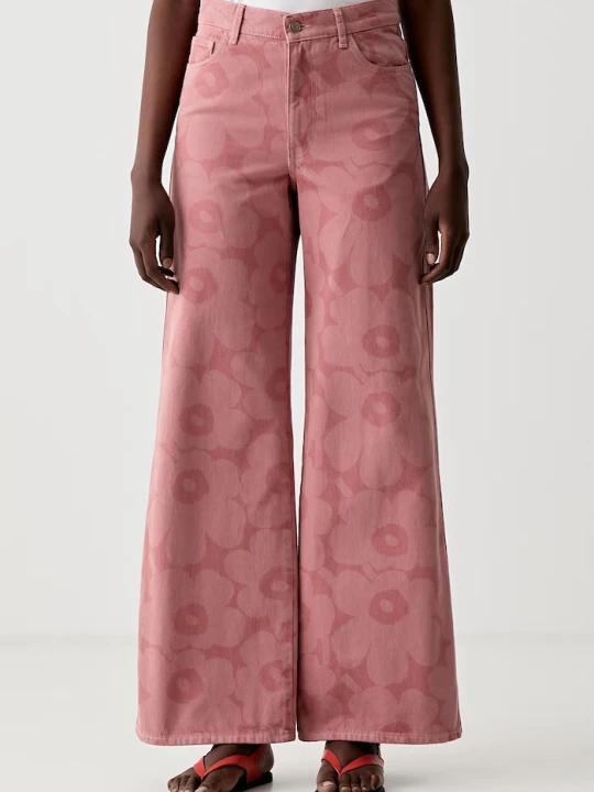 Zdjęcie produktu Marimekko jeansy wide leg damskie różowy