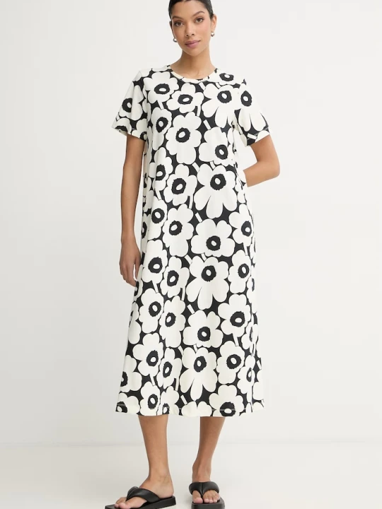 Zdjęcie produktu Marimekko sukienka bawełniana beżowy