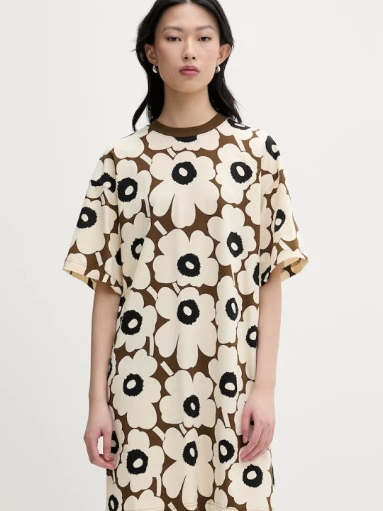 Zdjęcie produktu Marimekko sukienka letnia bawełniana beżowy