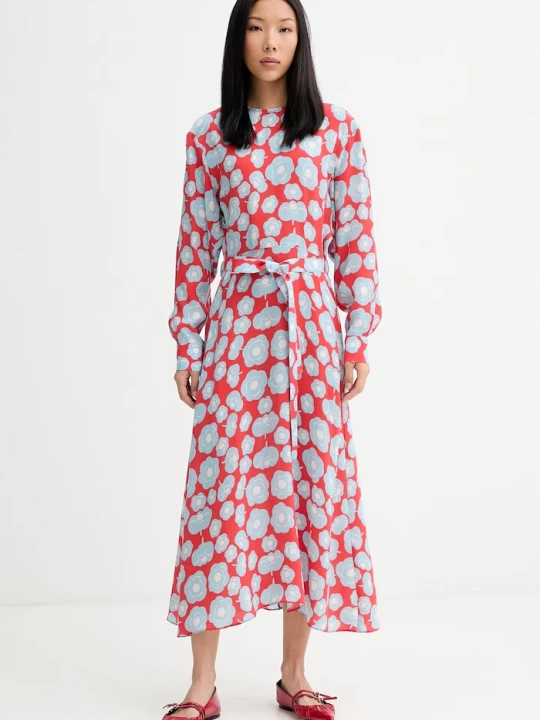 Zdjęcie produktu Marimekko sukienka letnia z cupro czerwony