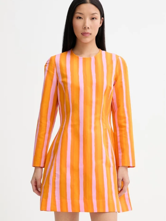 Zdjęcie produktu Marimekko sukienka z dodatkiem lnu pomarańczowy