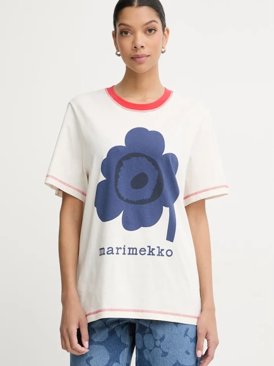 Zdjęcie produktu Marimekko T-shirt basic damski bawełniany beżowy