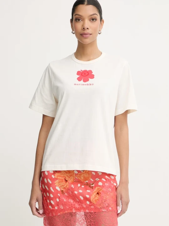 Zdjęcie produktu Marimekko T-shirt damski bawełniany beżowy
