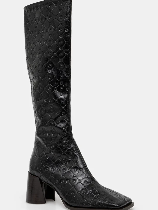 Zdjęcie produktu Marine Serre kozaki skórzane Moonogram Embossed Leather Ms Block High