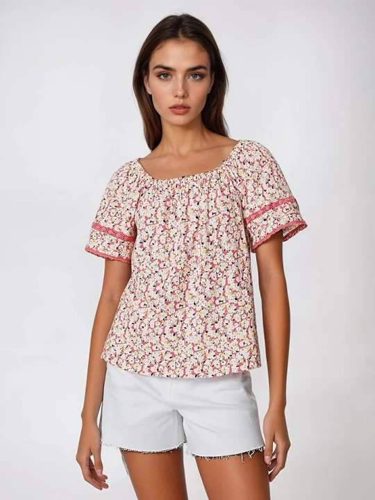 Zdjęcie produktu Marks & Spencer Bluzka w kolorze różowo-kremowym rozmiar: 42