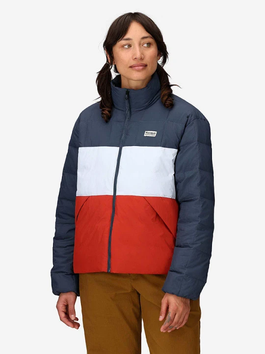 Zdjęcie produktu Marmot Kurtka pikowana "Ares" w kolorze granatowo-czerwono-białym rozmiar: XL