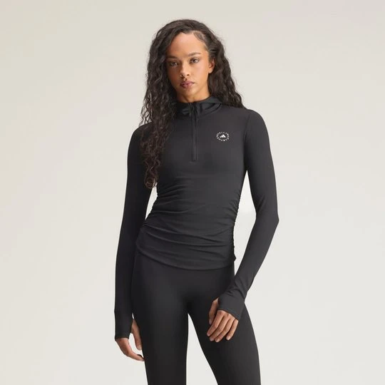 Zdjęcie produktu Marszczona koszulka z długim rękawem adidas by Stella McCartney Studio czarny
