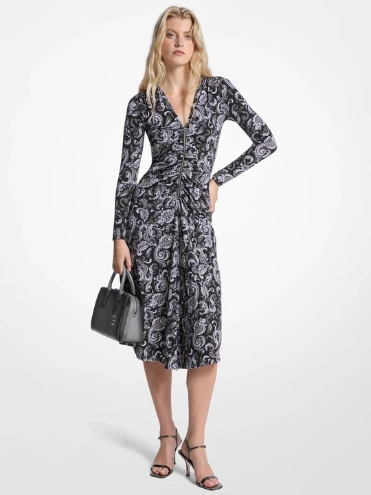 Zdjęcie produktu Marszczona sukienka z matowego dżerseju we wzór paisley Michael Kors