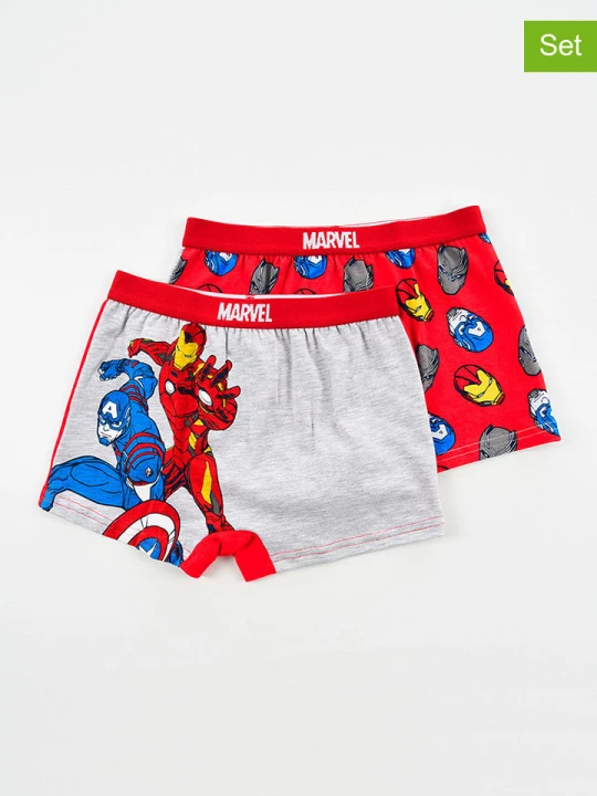 Zdjęcie produktu MARVEL Avengers Bokserki (2 pary) "Avengers" w kolorze czerwono-szarym rozmiar: 116-128