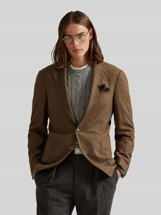 Zdjęcie produktu Marynarka garniturowa o kroju regular fit z dodatkiem wełny Polo Ralph Lauren Średniobrązowy melanż