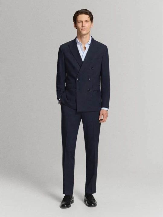 Zdjęcie produktu Marynarka garniturowa dwurzędowa Mónaco slim fit granatowy - Mężczyzna - MANGO MAN