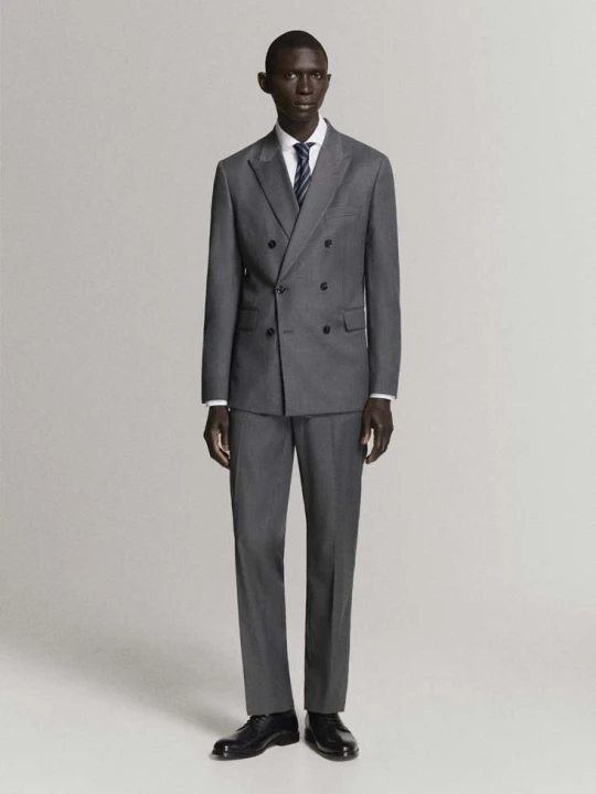 Zdjęcie produktu Marynarka garniturowa dwurzędowa Mónaco slim fit średni szary - Mężczyzna - MANGO MAN