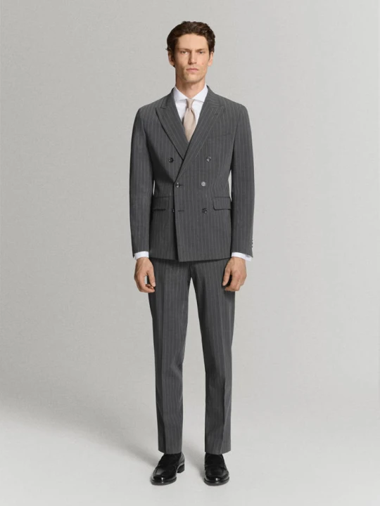 Zdjęcie produktu Marynarka garniturowa dwurzędowa Mónaco slim fit szary - Mężczyzna - MANGO MAN
