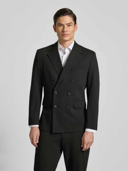 Zdjęcie produktu Marynarka garniturowa o kroju relaxed fit z dodatkiem wiskozy model 'LIAM' Selected Czarny