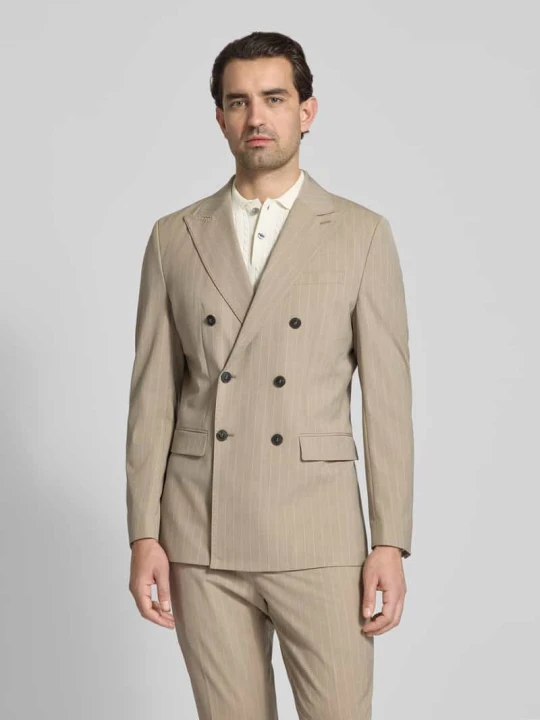 Zdjęcie produktu Marynarka garniturowa o kroju slim fit z mieszanki wiskozy model 'LIAM' Selected Piaskowy