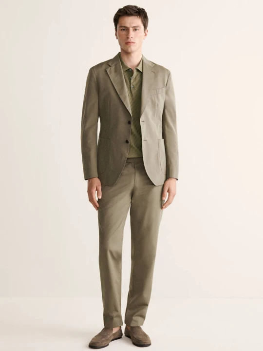 Zdjęcie produktu Marynarka garniturowa z wełny i bawełny slim fit khaki - Mężczyzna - MANGO MAN