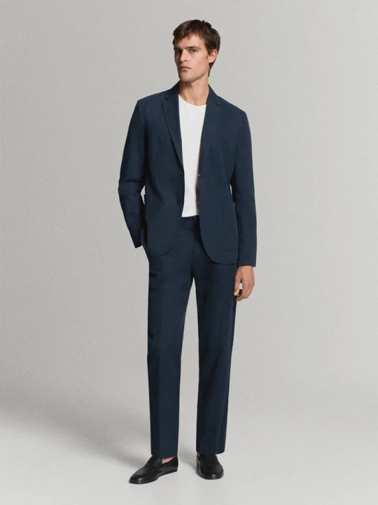 Zdjęcie produktu Marynarka garniturowa slim fit z lnu i lyocellu granatowy - Mężczyzna - MANGO MAN