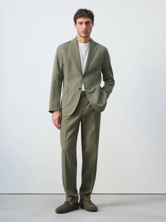 Zdjęcie produktu Marynarka garniturowa slim fit z lnu i lyocellu zielony - Mężczyzna - - MANGO MAN