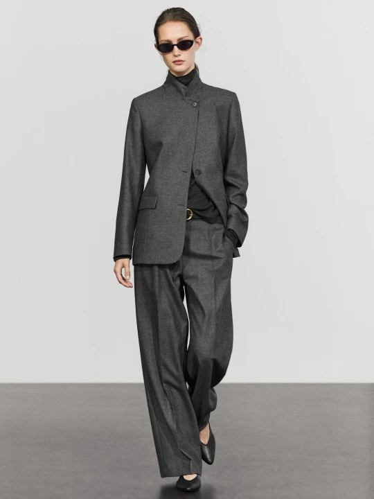 Zdjęcie produktu Marynarka Garniturowa Z Flaneli 100% Wełny - Ciemnoszary - Massimo Dutti - Female