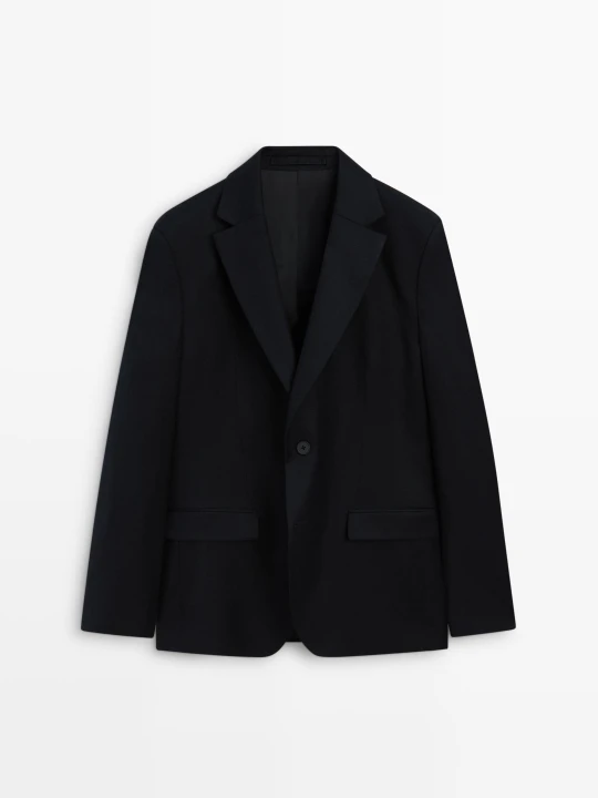Zdjęcie produktu Marynarka Garniturowa Z Flaneli - Granatowy - Massimo Dutti - Male