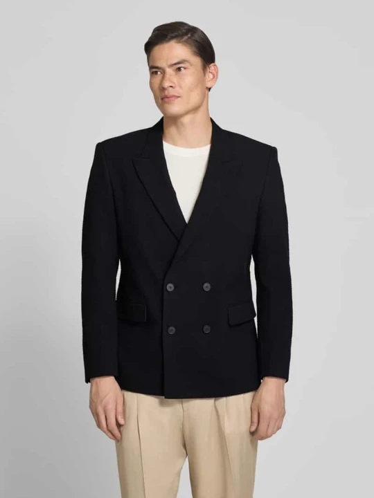 Zdjęcie produktu Marynarka garniturowa z mieszanki bawełny, krój slim fit, model 'HENRY' Hugo Czarny