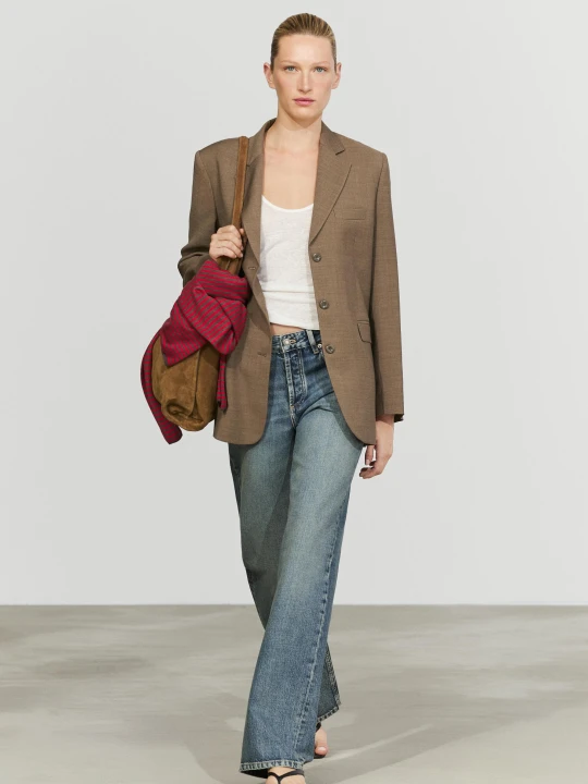 Zdjęcie produktu Marynarka Garniturowa Z Wełny Melanżowej - Wielbłądzi - Massimo Dutti - Female