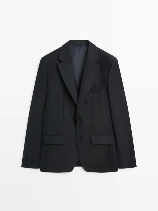 Zdjęcie produktu Marynarka Garniturowa Ze 100% Wełny - Granatowy - - Massimo Dutti - Male
