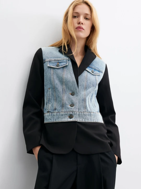 Zdjęcie produktu łączony dżinsowy blezer Desigual czarny