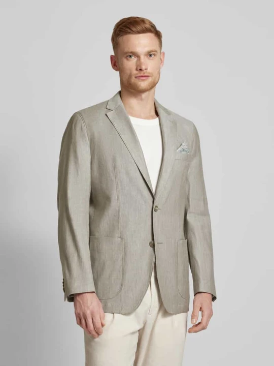 Zdjęcie produktu Marynarka z lnu krój comfort fit z brustaszetką Christian Berg Khaki