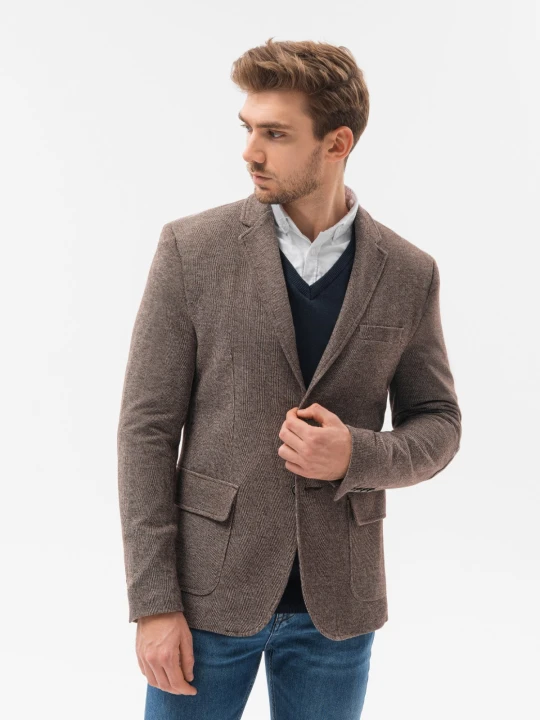 Zdjęcie produktu Marynarka męska casual - brązowa V3 Ombre Clothing