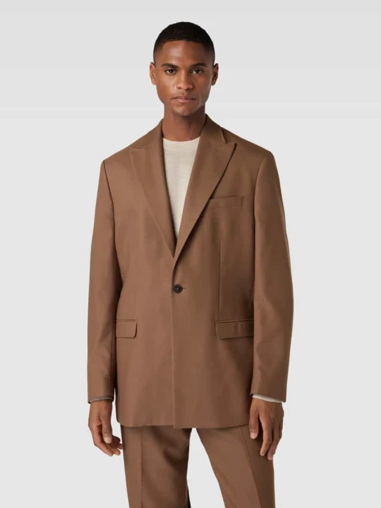 Zdjęcie produktu Marynarka na 1 guziki o kroju regular fit z dodatkiem wełny model „SKYE” Selected Homme Camel