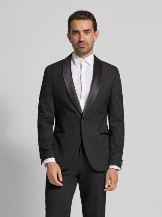 Zdjęcie produktu Marynarka na 1 guziki o kroju slim fit z kołnierzem z połami MCNEAL Czarny