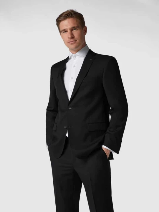 Zdjęcie produktu Marynarka na 2 guziki o kroju modern fit z żywej wełny Carl Gross Czarny