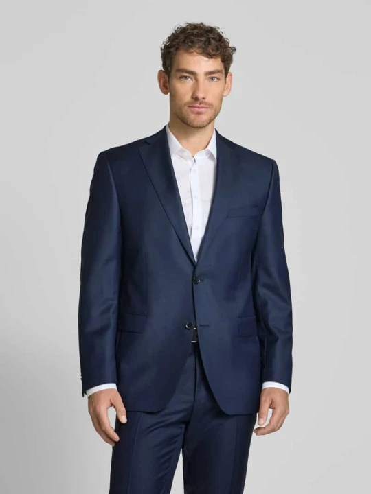 Zdjęcie produktu Marynarka na 2 guziki o kroju modern fit z żywej wełny model ‘Steven’ Carl Gross Granatowy