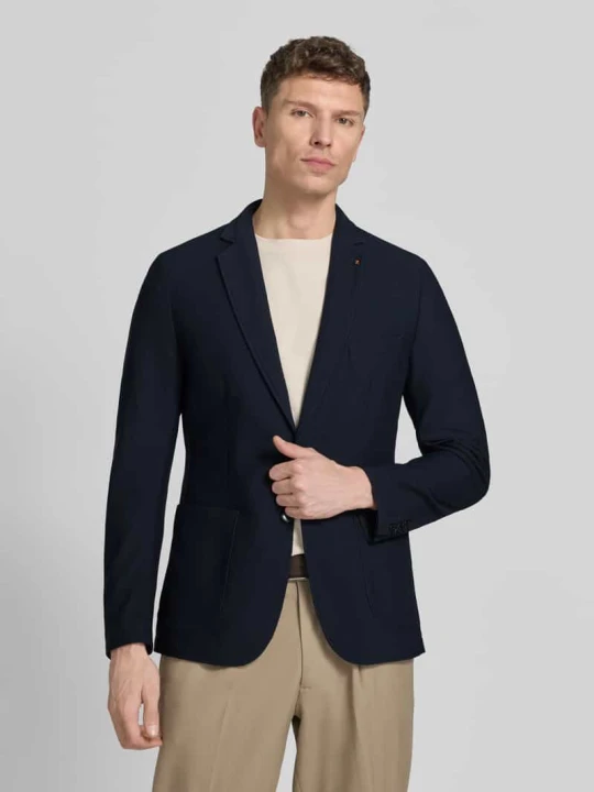 Zdjęcie produktu marynarka na 2 guziki o kroju slim fit z fakturowanym wzorem model 'Bob' Zuitable Granatowy