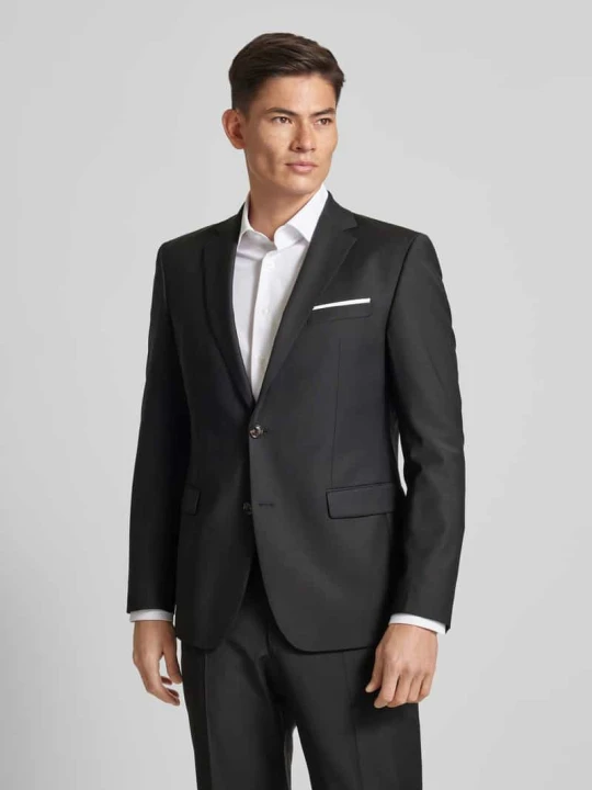 Zdjęcie produktu Marynarka na 2 guziki męska JOOP! Collection; Mieszanka materiałów z dodatkiem wełny lana; Krój slim fit; Jednolity kolor; Kołnierz z połami; Brustasza; Kieszenie z p