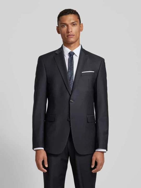 Zdjęcie produktu Marynarka na 2 guziki męska JOOP! Collection; Mieszanka materiałów z dodatkiem wełny lana; Krój slim fit; Jednolity kolor; Kołnierz z połami; Brustasza; Kieszenie z p