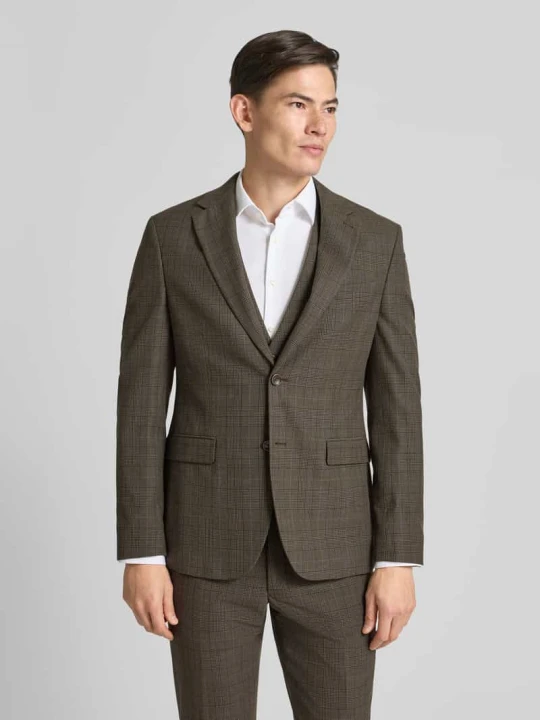 Zdjęcie produktu Marynarka na 2 guziki o kroju slim fit z kieszenią z patką MCNEAL Średniobrązowy