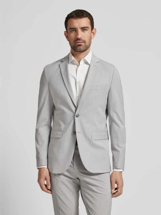 Zdjęcie produktu marynarka na 2 guziki o kroju slim fit z kieszeniami z patką Selected Jasnoszary