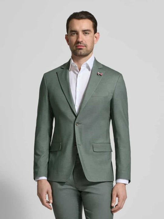 Zdjęcie produktu marynarka na 2 guziki o kroju slim fit z kieszeniami z patką Atelier Torino Zielony