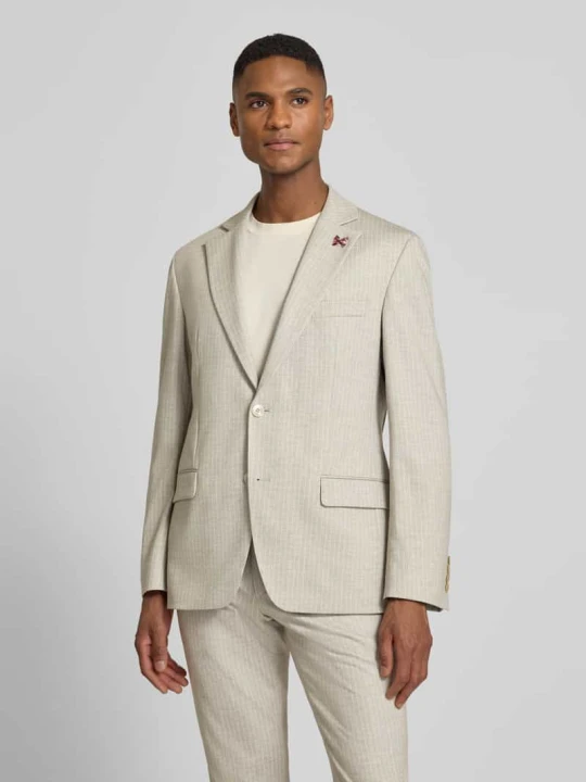 Zdjęcie produktu marynarka na 2 guziki o kroju slim fit z kieszeniami z patką Atelier Torino Beżowy