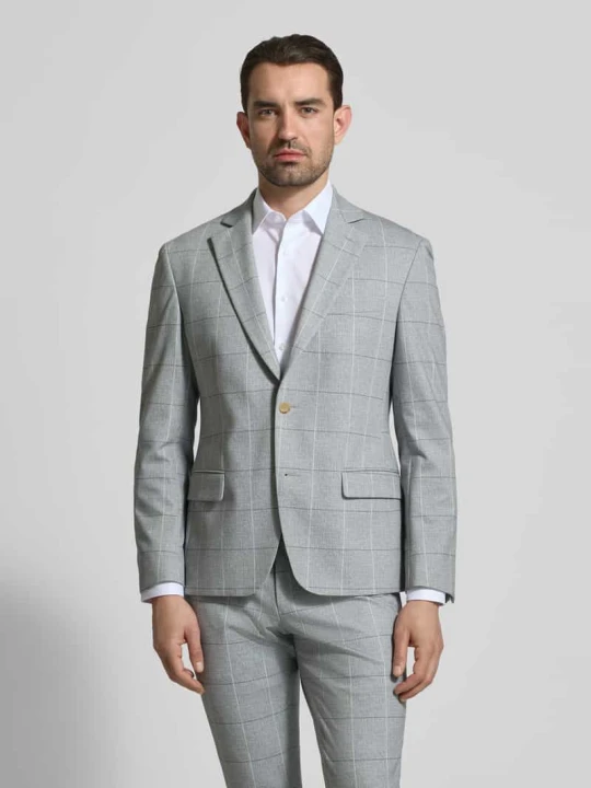 Zdjęcie produktu marynarka na 2 guziki o kroju slim fit z kieszeniami z patką Atelier Torino Średnioszary